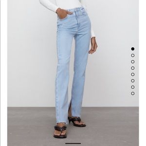 Zara slim flare slitted high rise jeans